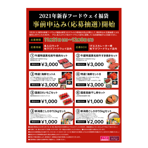 2021年新春フードウェイ福袋事前申込み(応募抽選)販売