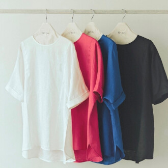 【Tシャツ感覚で着れる”Utao:のリネン切替スッキリブラウス”】